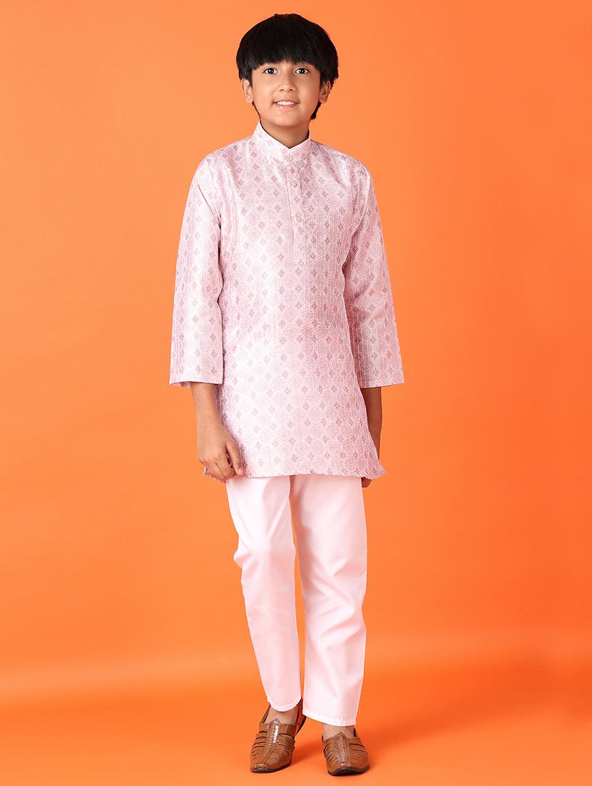 boys embroidered long sleeve kurta set - 21545024 - Zoom Image - 0