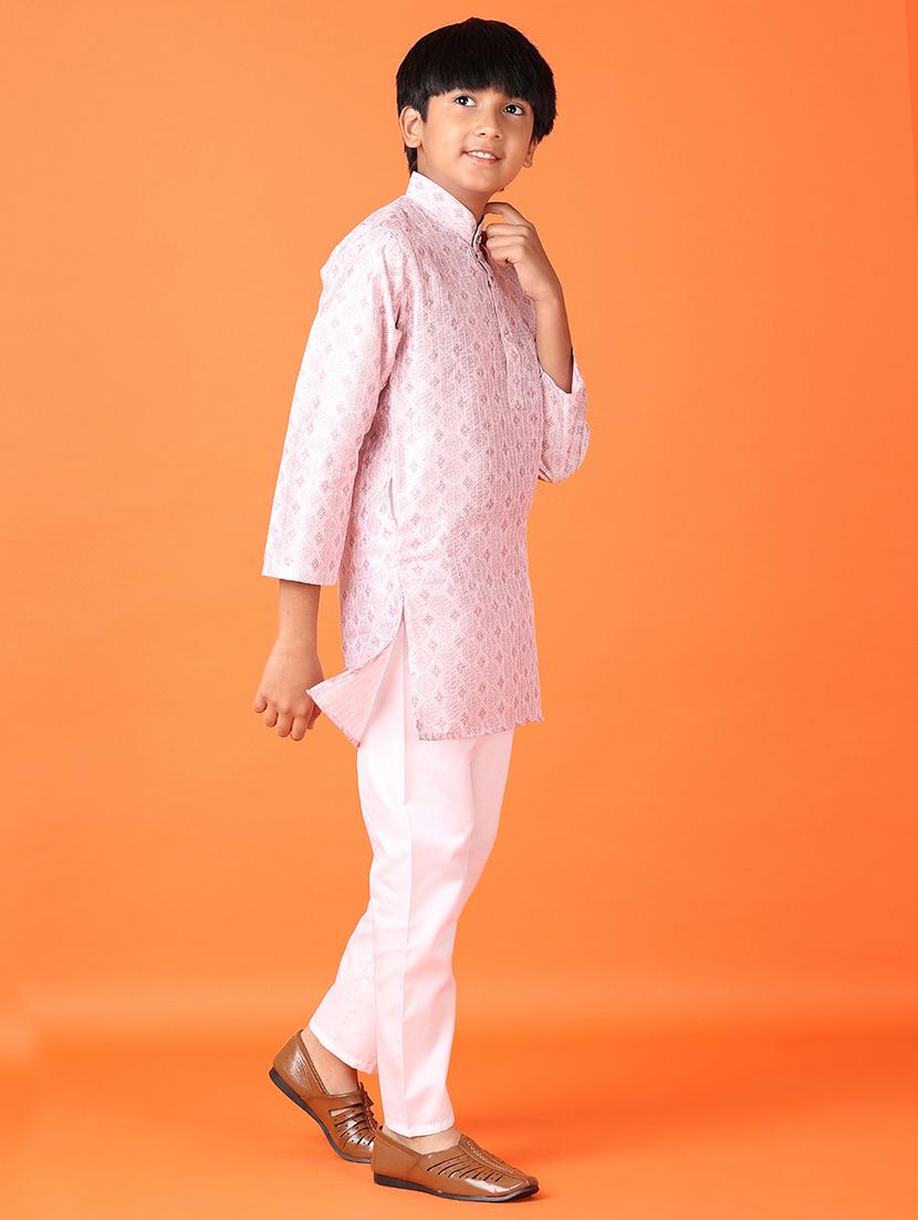 boys embroidered long sleeve kurta set - 21545024 - Standard Image - 1