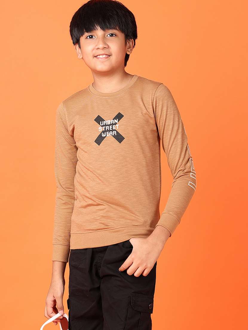 boys long sleeves front & back print t-shirt