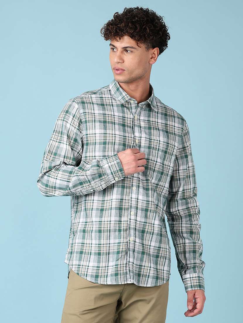 men checkered long sleeve casual shirt - 21545408 -  Standard Image - 1