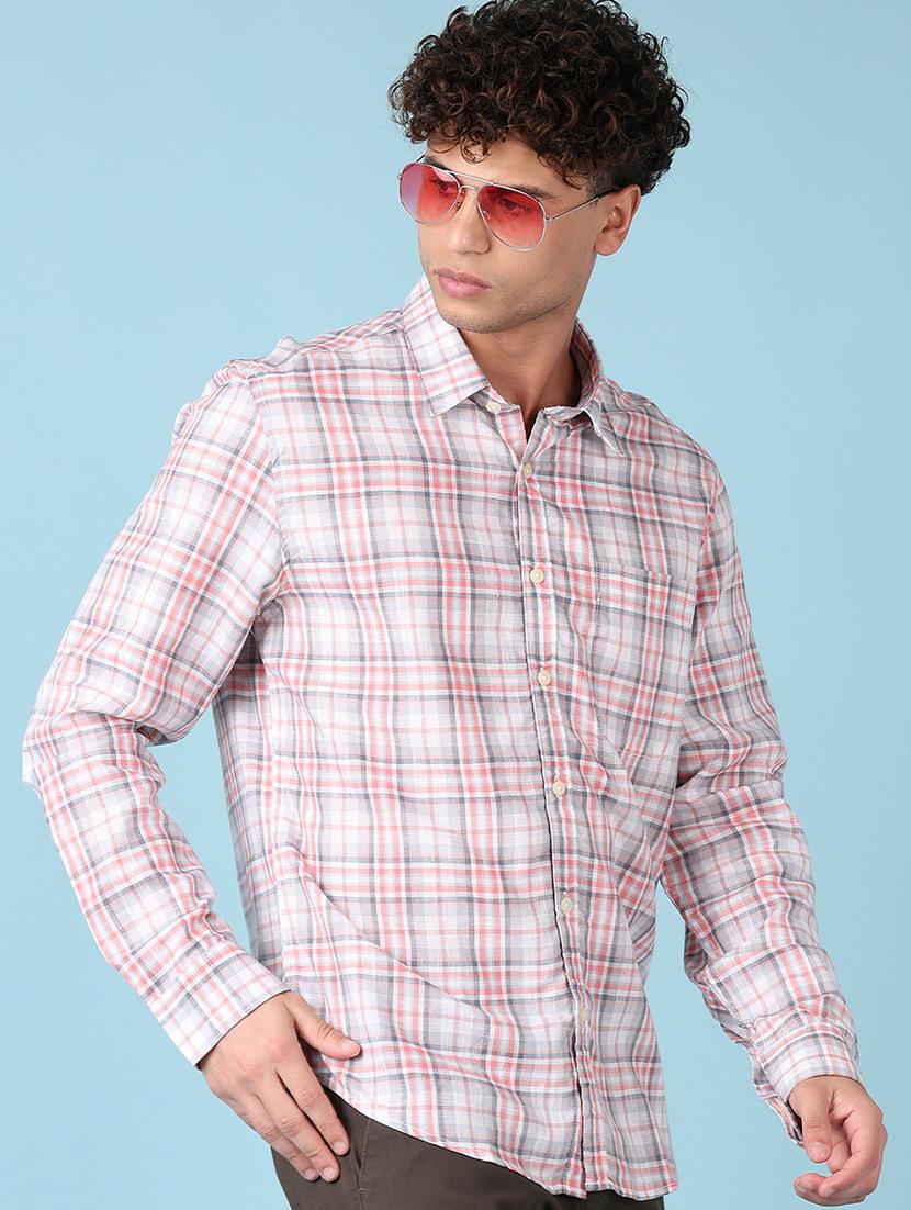men checkered long sleeve casual shirt - 21545409 - Standard Image - 1