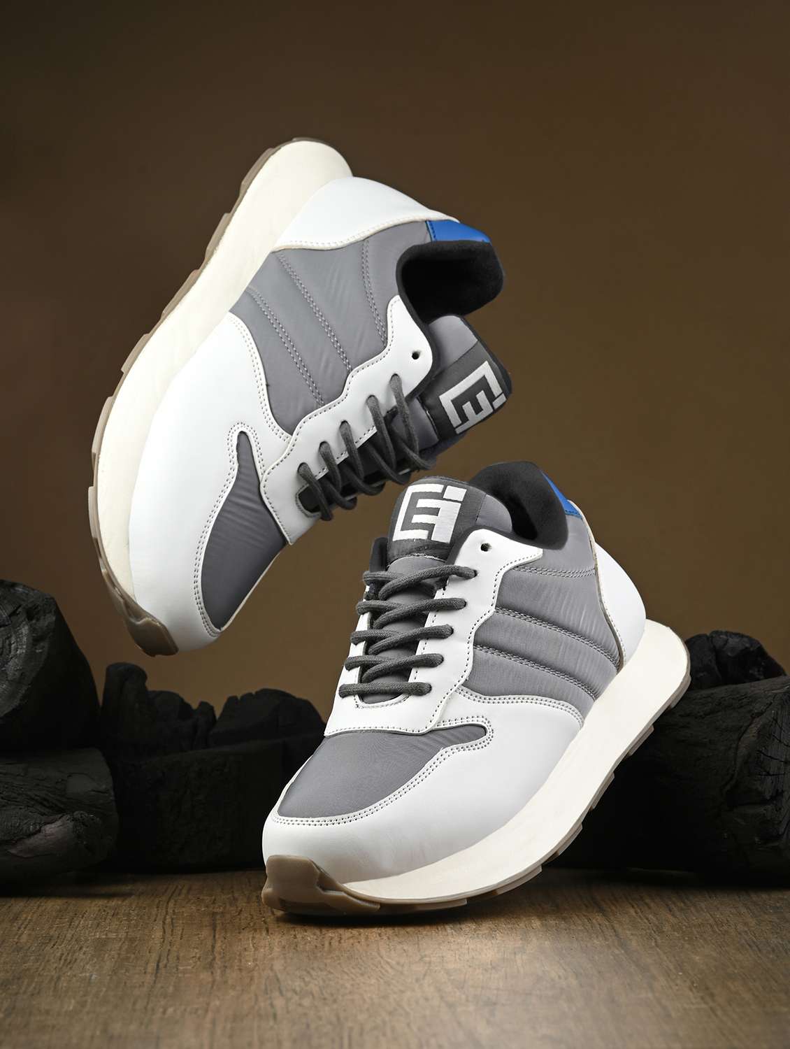 men grey lace up sneaker - 21545426 -  Zoom Image - 0