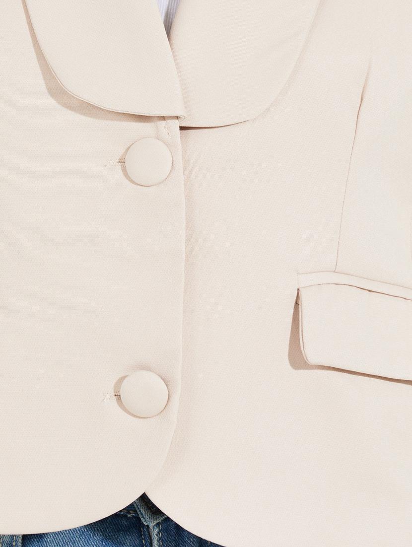 women beige solid casual blazer - 21546976 - Standard Image - 4