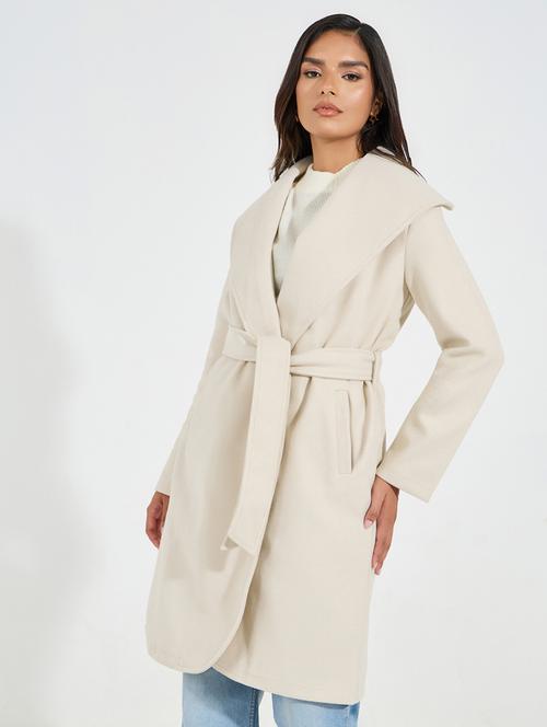 women beige solid trench coat - 21546978 -  Standard Image - 0