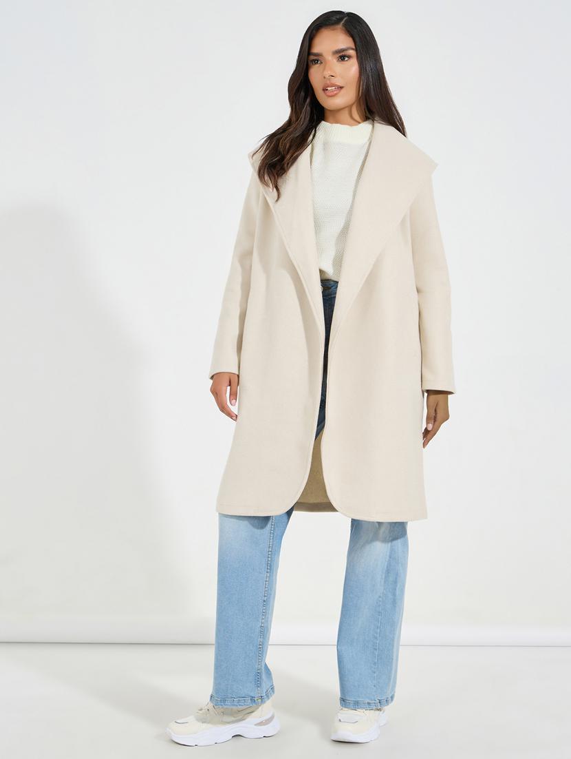 women beige solid trench coat - 21546978 - Standard Image - 1