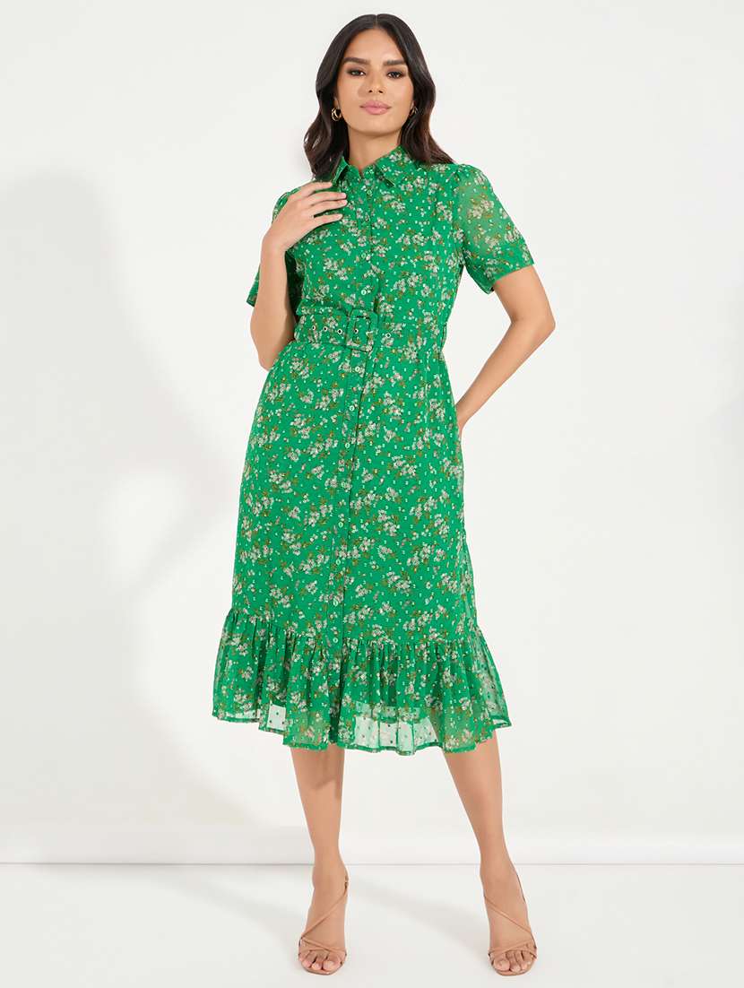 women green floral printed shirt dress - 21546980 -  Standard Image - 1