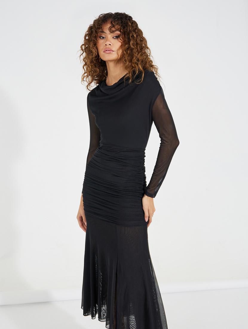 women black solid a-line dress - 21546990 - Standard Image - 4