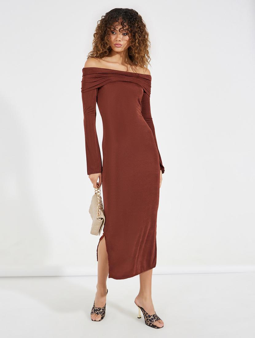women brown solid sheath dress - 21546996 - Zoom Image - 0