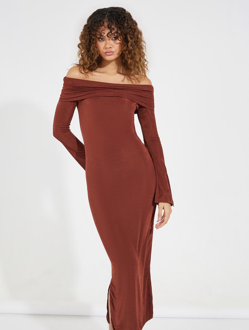 women brown solid sheath dress - 21546996 - Standard Image - 4