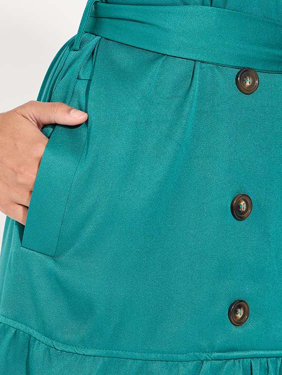 women teal solid tiered dress - 21547007 -  Standard Image - 6