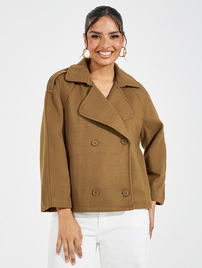 women brown solid full sleeve regular coat - 21547019 -  Zoom Image - 0