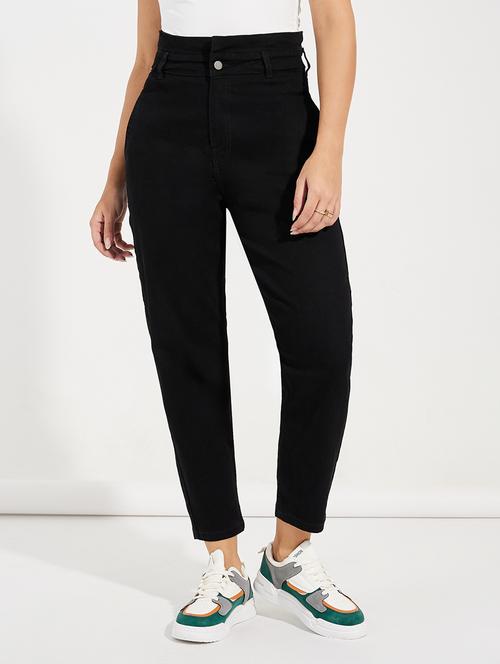 women black solid mom fit jean - 21547020 - Standard Image - 0