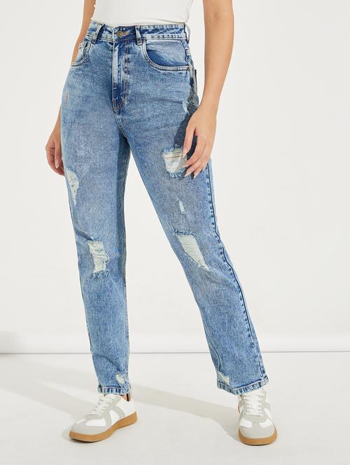 women blue distress jean - 21547025 -  Standard Image - 0