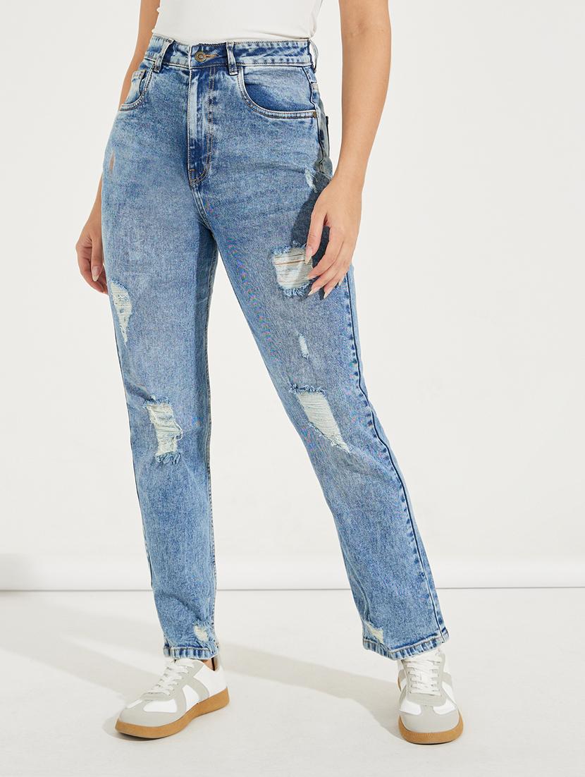 women blue distress jean - 21547025 -  Zoom Image - 0