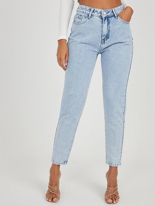 women blue plain slim fit jean - 21547027 - Standard Image - 0