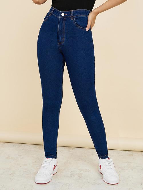 women blue plain skinny fit jean - 21547031 - Standard Image - 0
