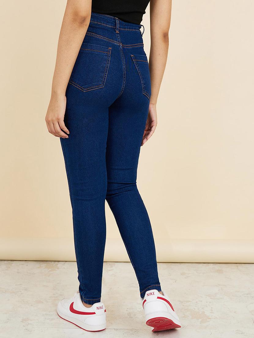 women blue plain skinny fit jean - 21547031 - Standard Image - 1