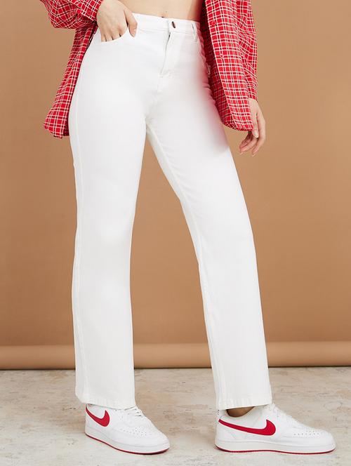 women white plain straight fit jean - 21547034 -  Standard Image - 0