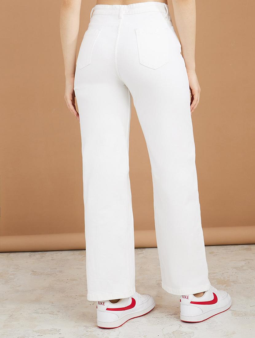 women white plain straight fit jean - 21547034 -  Standard Image - 1