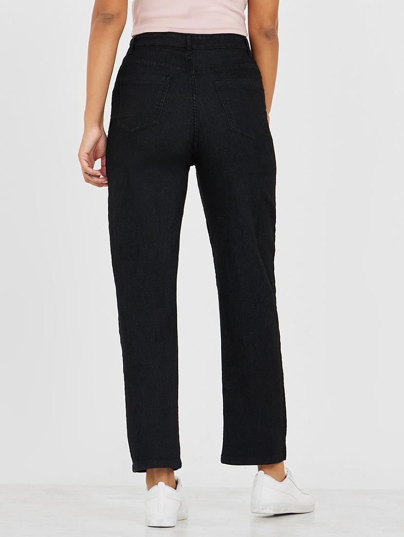 women black solid mom fit jean - 21547039 - Standard Image - 1