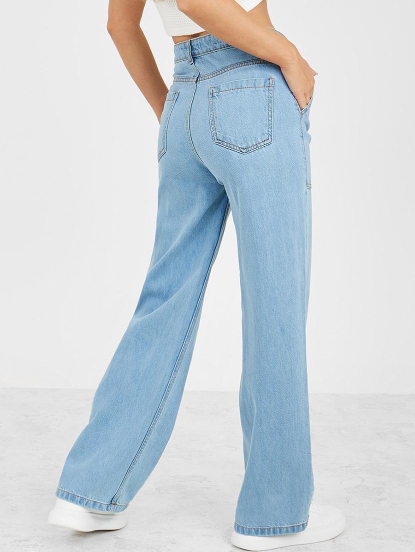 women blue plain wide leg jean - 21547040 -  Standard Image - 1