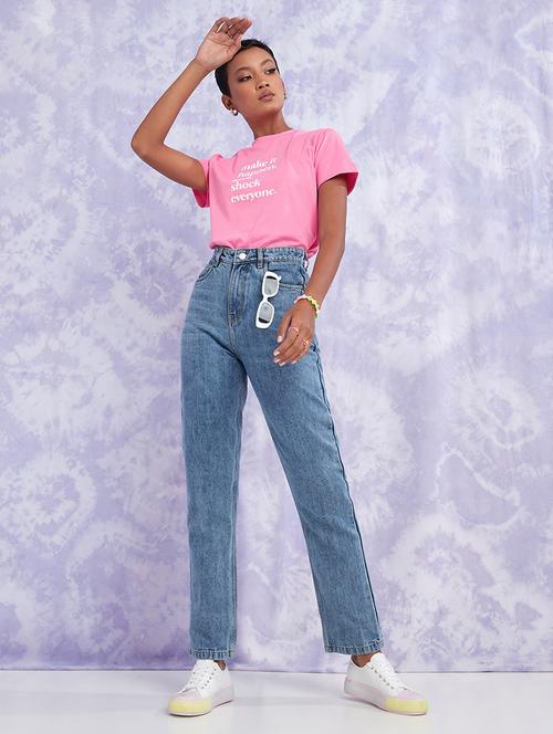 women blue straight fit jean - 21547042 - Standard Image - 0