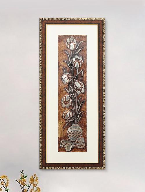 egyptian peony flower wall painting | golden and brown design - 21547452 -  Standard Image - 0