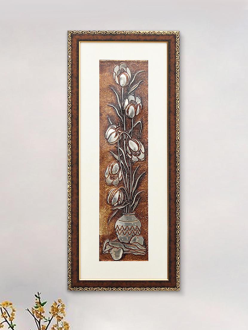 egyptian peony flower wall painting | golden and brown design - 21547452 -  Zoom Image - 0