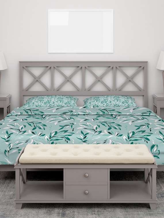 veahome printed double bedsheet with 2 pillow cover