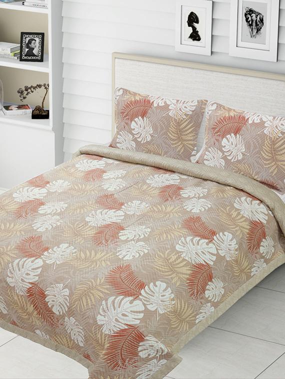 veahome cotton tropical printed king size bedcover - beige - 21547482 - Standard Image - 1