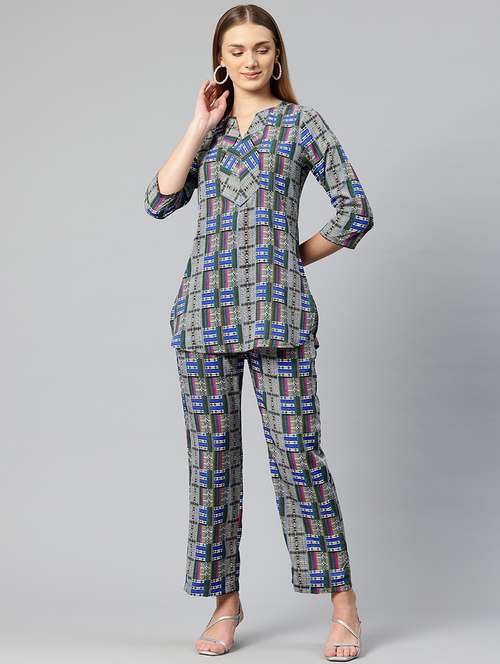 women printed top and trouser co-ord set