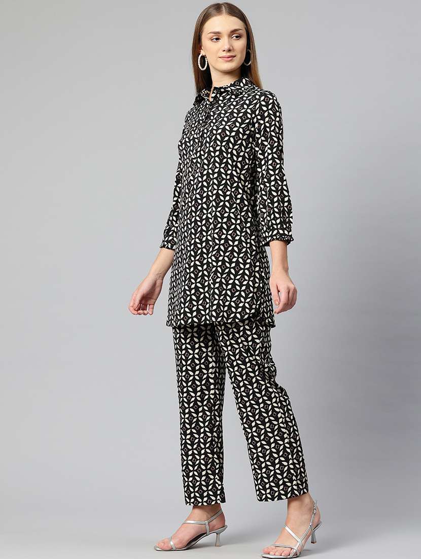 black crepe top and trouser set coord - 21547527 -  Standard Image - 1