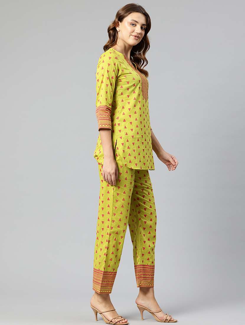 women green printed top and trouser co-ord set - 21547533 -  Standard Image - 1