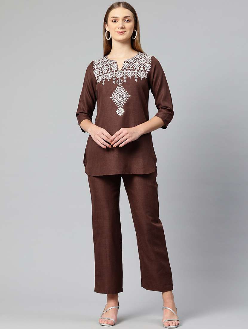 women embroidered top and trouser co-ord set - 21547535 - Zoom Image - 0