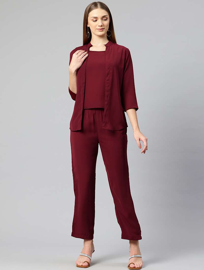 women solid top and trouser co-ord set