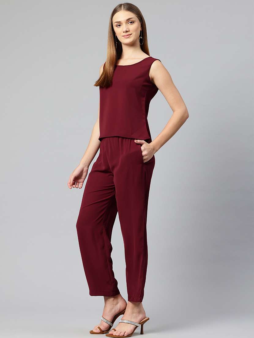 women solid top and trouser co-ord set - 21547544 -  Standard Image - 1