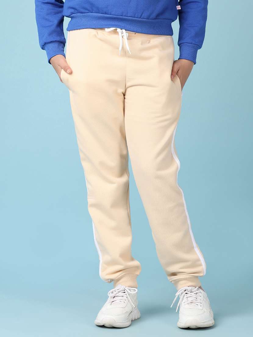 girls mid rise solid joggers - 21547586 -  Standard Image - 1