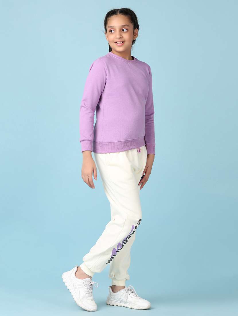 girls lavender solid long sleeve sweatshirt - 21547600 -  Standard Image - 4