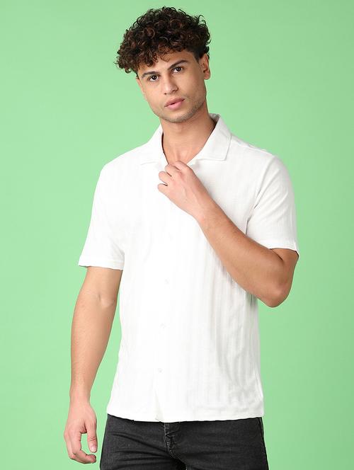 men short sleeves self design casual shirt - 21547647 - Standard Image - 0