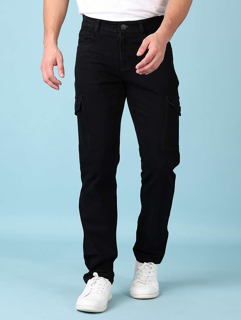 men black solid mid rise ankle length jean