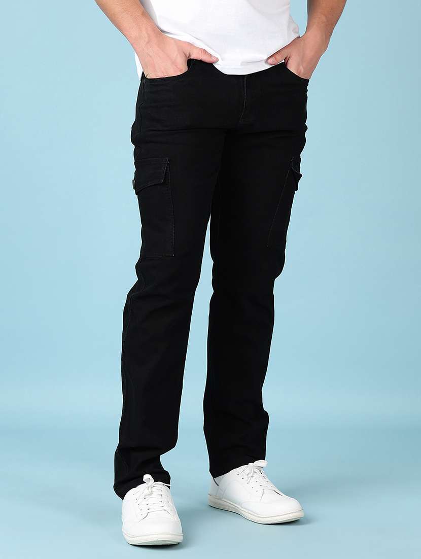 men black solid mid rise ankle length jean - 21547655 - Standard Image - 1
