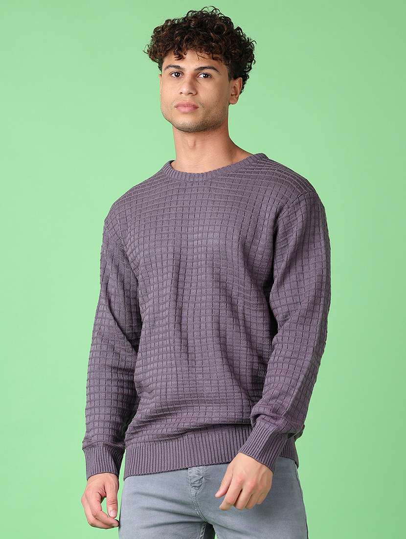 men long sleeves self design pullover - 21547657 -  Standard Image - 1