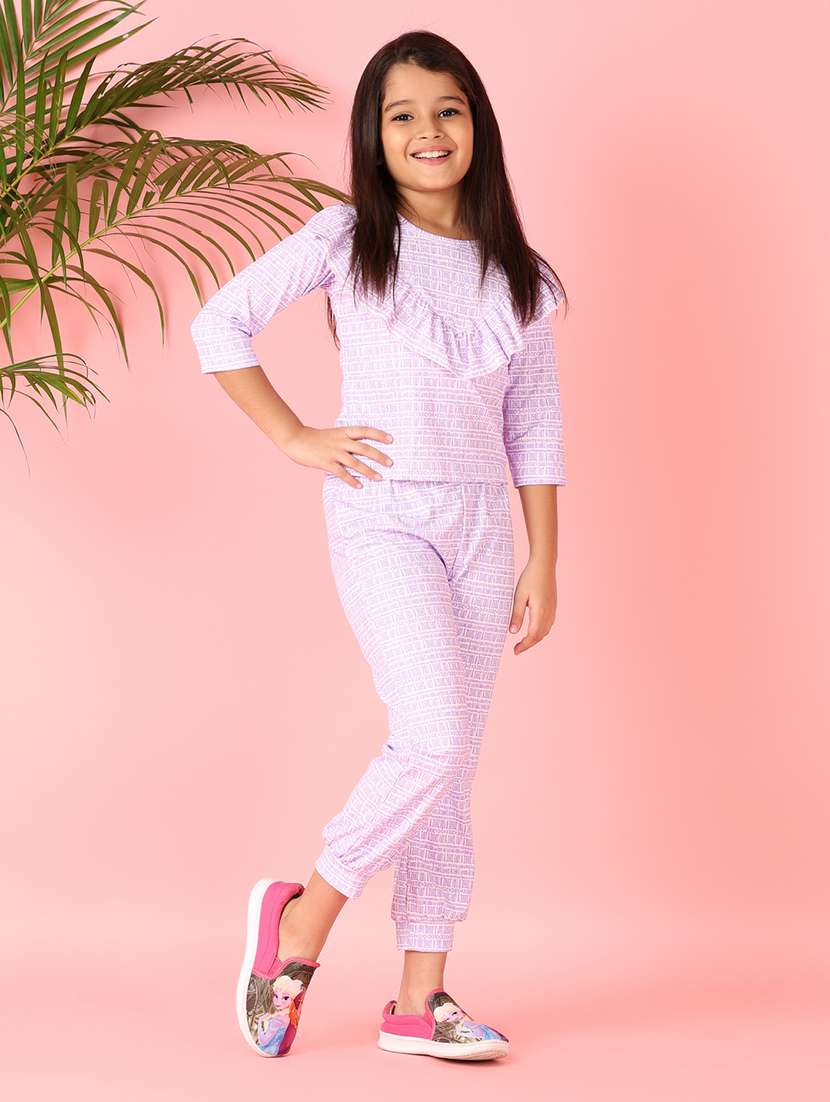 girls geometric printed top & trouser full length sets - 21547659 -  Standard Image - 1