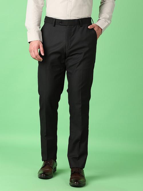 men solid flat front formal trouser - 21547670 - Standard Image - 0
