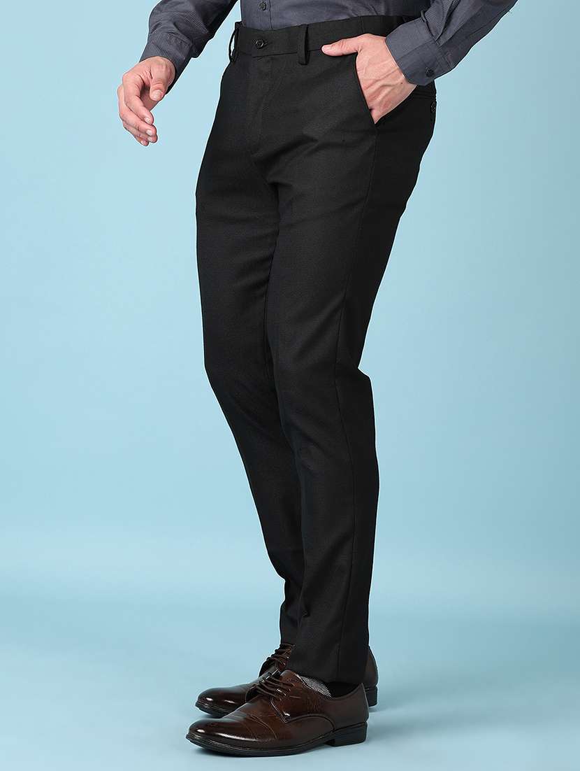 men mid rise solid flat front formal trouser - 21547729 -  Standard Image - 1