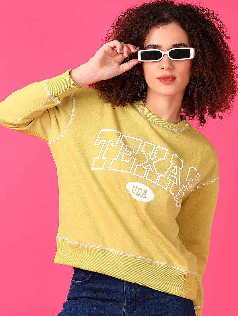 women chest print long sleeve sweatshirt - 21547924 -  Standard Image - 1