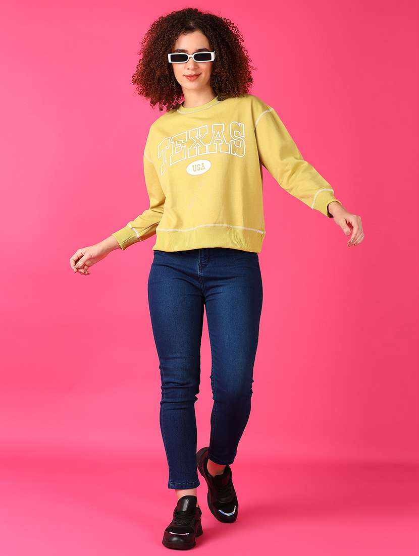 women chest print long sleeve sweatshirt - 21547924 -  Standard Image - 4