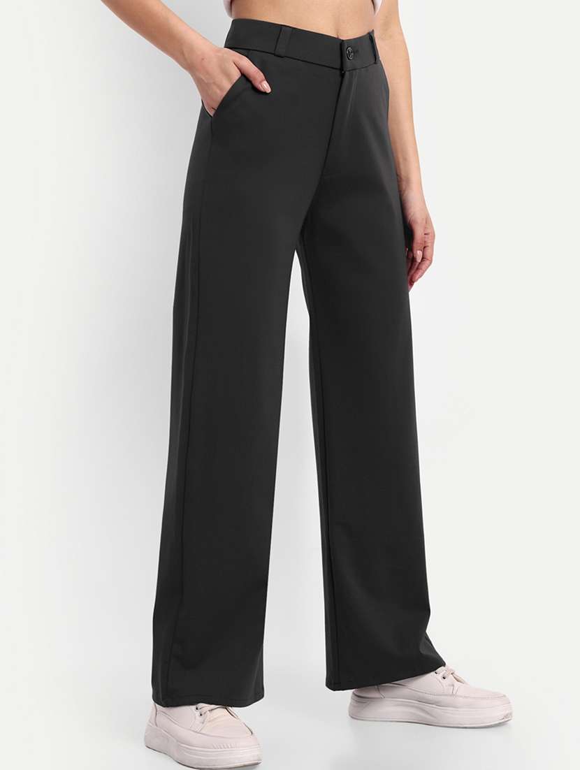 women solid relaxed fit tailored pant - 21548916 -  Standard Image - 1