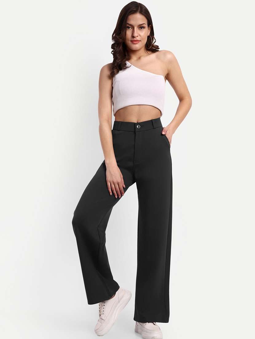 women solid relaxed fit tailored pant - 21548916 -  Standard Image - 4