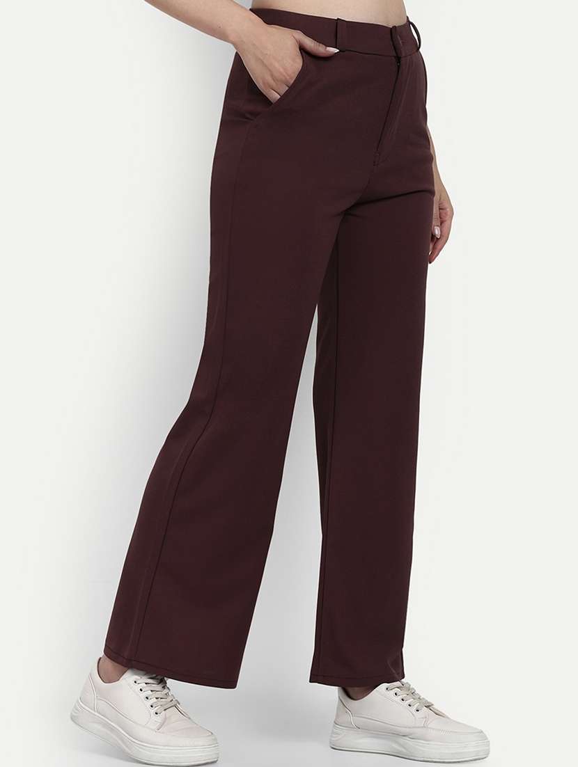 women solid relaxed fit tailored trouser - 21548917 -  Standard Image - 1